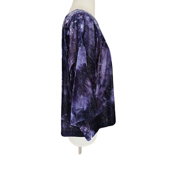 J. Jill Pure Jill Crushed Velvet Boxy Boho Blouse Women S Navy Tie-Dyed NWT - Picture 5 of 9